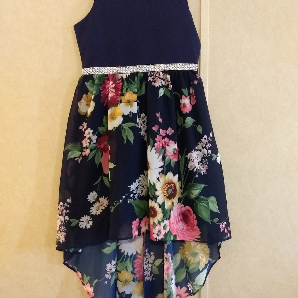 Girls floral Navy formal dress